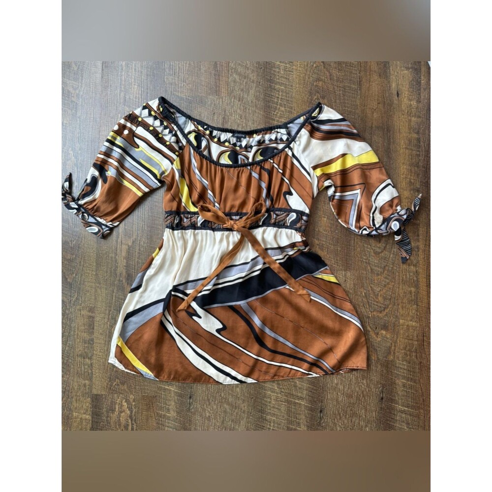 Joseph 100% Silk Abstract Tie-Waist Blouse